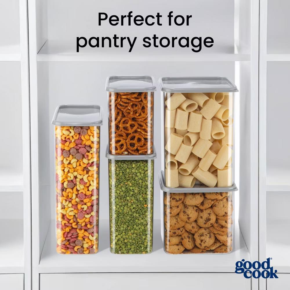 4.6qt 2pc Medium Square + Lid Food Storage Containers Gray: Stackable Design, Measurement Markings - Image 4