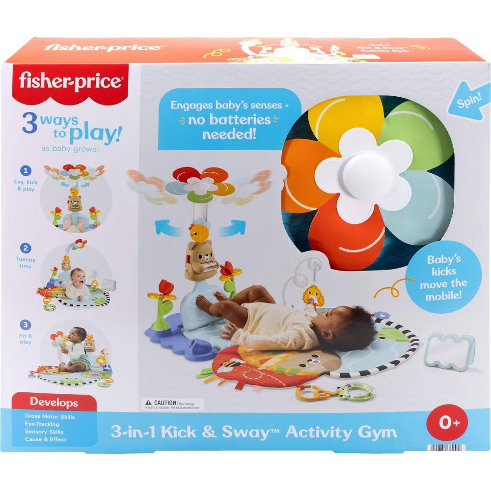 Fisher-Price 3-in-1 Kick & Sway Activity Gym, Baby Play Mat & Sensory Learning Toys for Newborn Developmental Play - Image 7