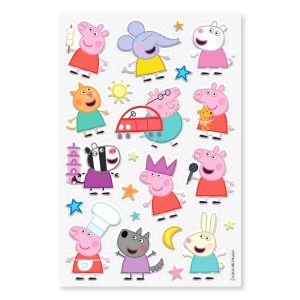 Puffy Stickers for Kids, 3D Peppa, George, and Friends 22ct, 1 Sheet