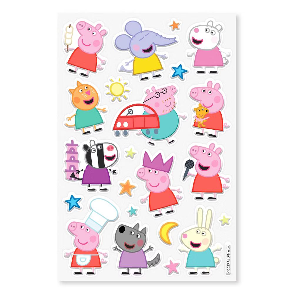 Puffy Stickers for Kids, 3D Peppa, George, and Friends 22ct, 1 Sheet