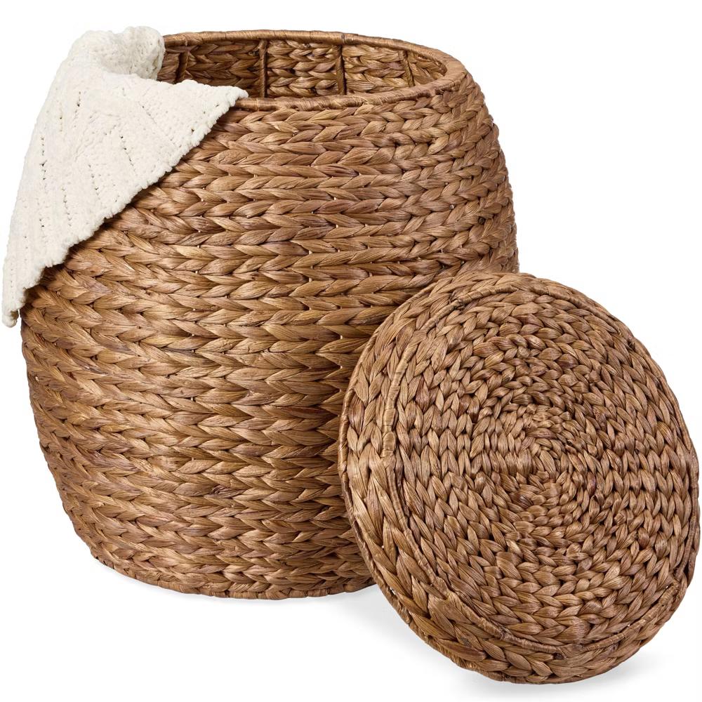 Vintage Multipurpose Hyacinth Storage Organizer Tote Basket w/ Lid - Image 10