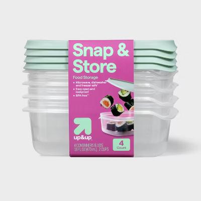 Snap & Store Small Rectangle Food Storage Containers - 16 fl oz/4ct - Stackable Design, BPA-Free
