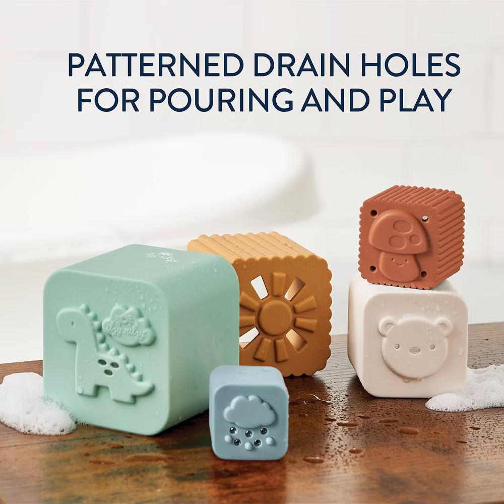 Stacking and Nesting Cups Bath: Silicone, Fine Motor Skills Development, 5-Piece Set - Image 3