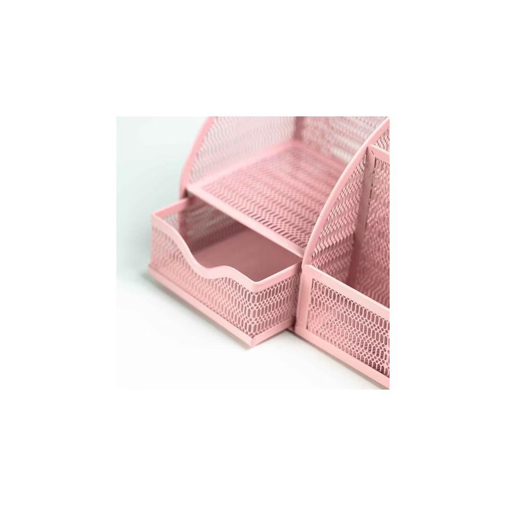 Blu Monaco Desk Organizer with Drawer - Small Metal Mesh Organizer Available in Aqua, Gold, and Pink - Image 30
