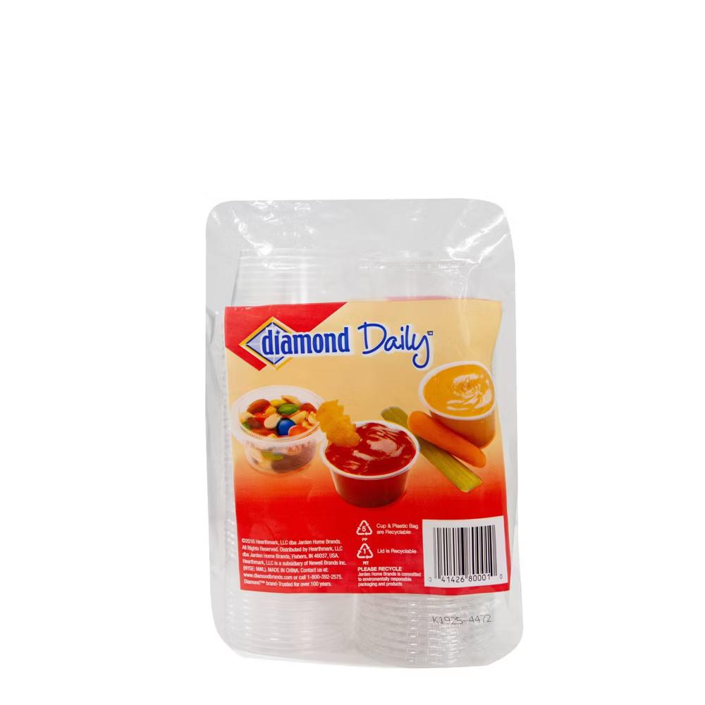 Diamond Multi-Purpose Mini Cups with Lids - 50ct: Clear, Solid Pattern, Portable, July 4th - Image 2
