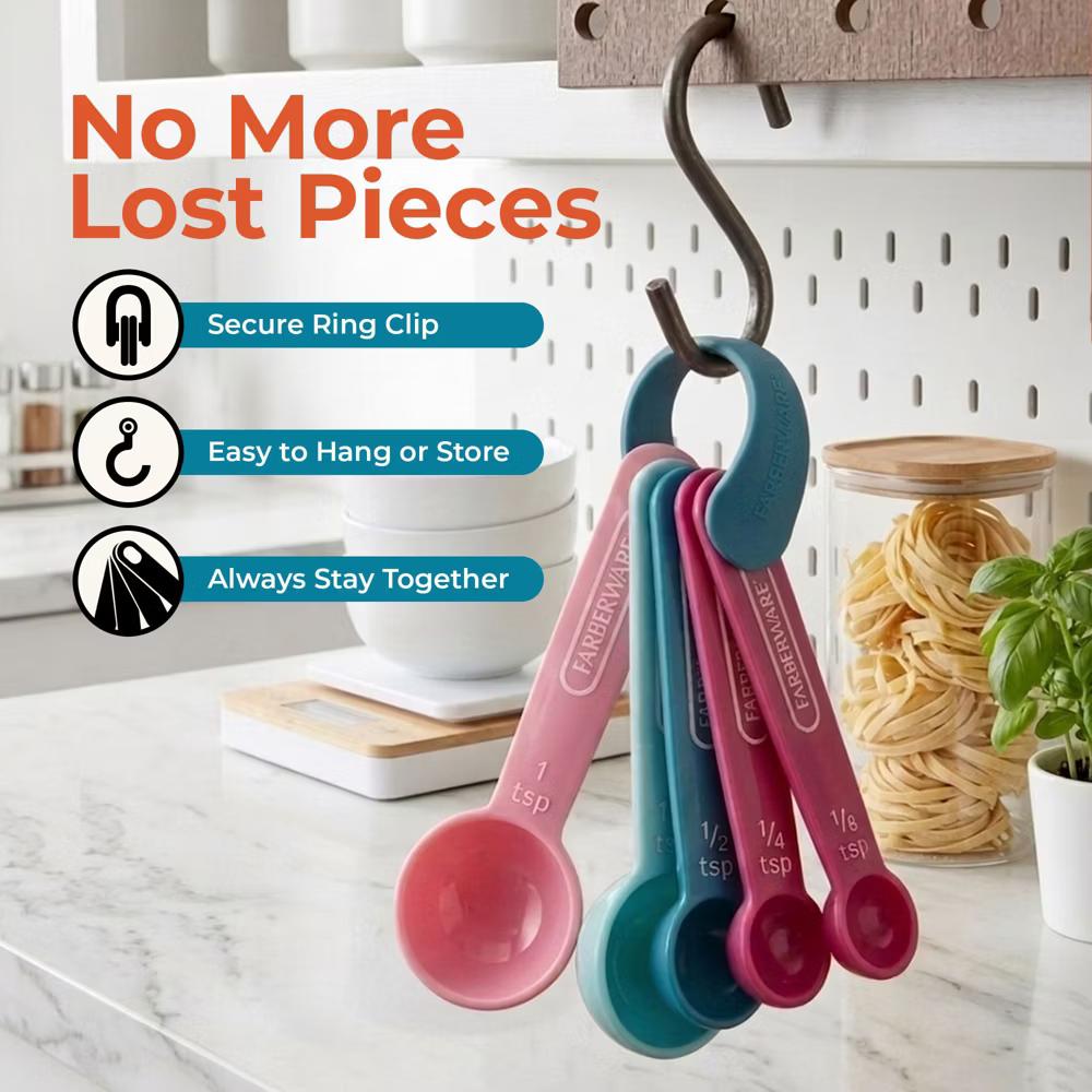 Farberware Kitchen Basics Measuring Cup & Spoon Set, 9-Piece Colorful Nesting Design with Easy-to-Read Markings - Dishwasher Safe, Plastic - Image 13
