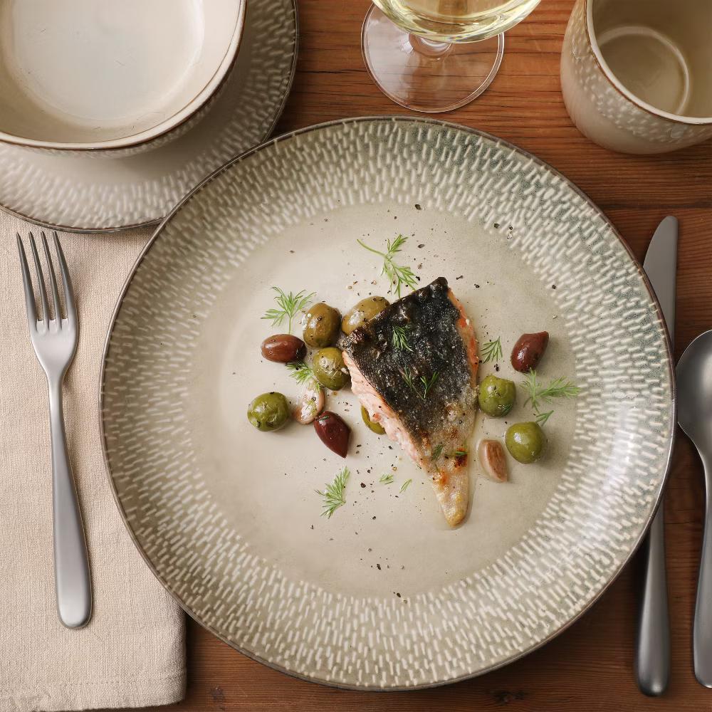 Jasper 16 Piece Plates and Bowls Reactive Glaze Dishes Stoneware Ceramic Dinnerware Set - Service for 4 - Image 3