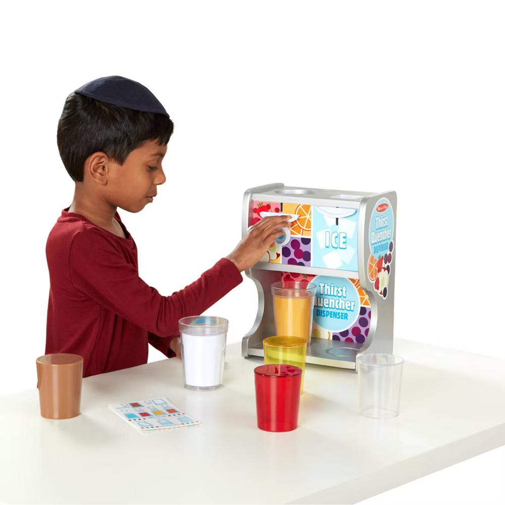 Thirst Quencher Wooden Drink Dispenser Pretend Play Set With Cups, Juice Inserts, Ice Cubes - Image 8