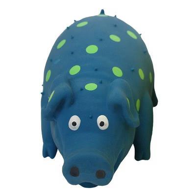 Latex Polka Dot Pig Dog Toy - Blue - 9" - Image 4