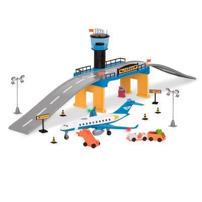 by Airport Playset with Small Toy Airplane 32pc Toy Vehicle Playsets