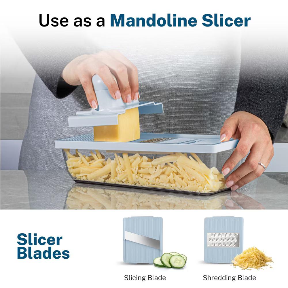 As Seen On TV NutriSlicer XL 7 Piece Vegetable Mandoline Slicer Chopper Dicer with Container & Blades - Image 4