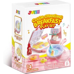 Play Kitchen Toys with Lights and Sounds, Pretend Play Toy Set for Girls Boys, Color Changing Breakfast Play Set, Easter Birthday Gift for Kids