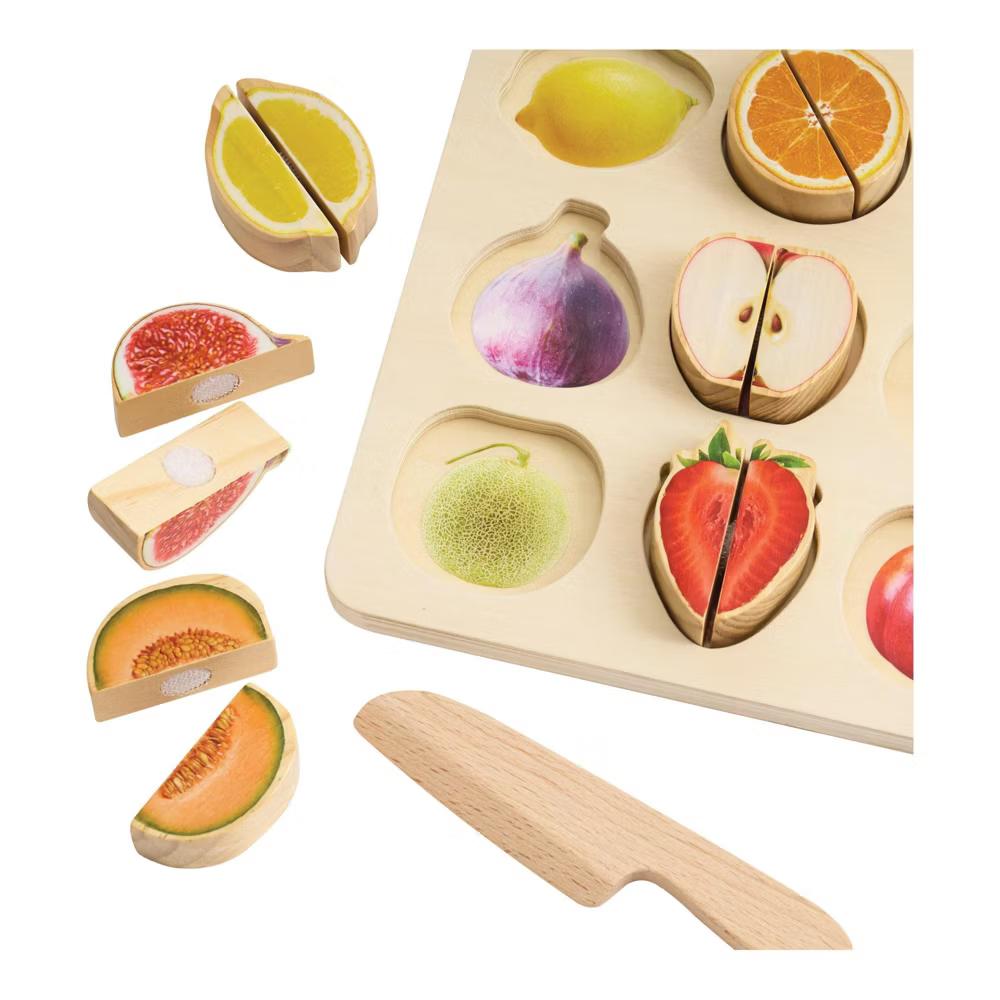 Wooden Slice & Match Fruit & Vegetable Puzzles - Image 2