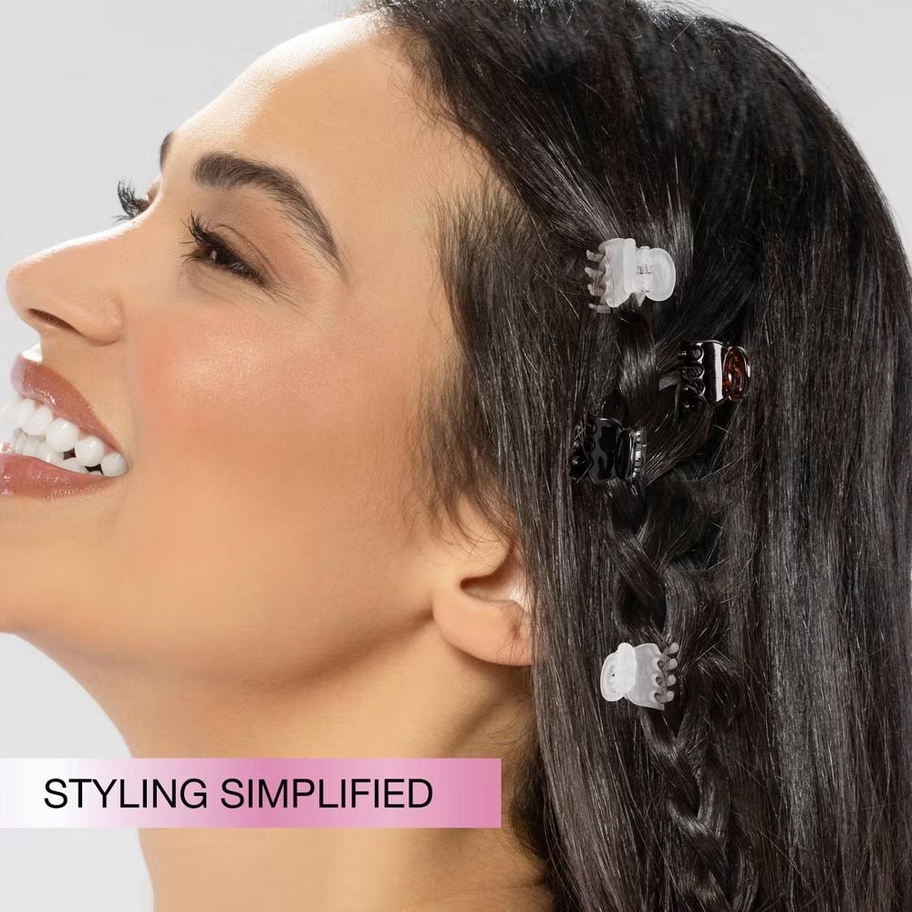 No-Slip Grip Recycled Mini Claw Clips - Mixed Finish - Black/Brown/Clear - Fine Hair - 15pcs - Image 5