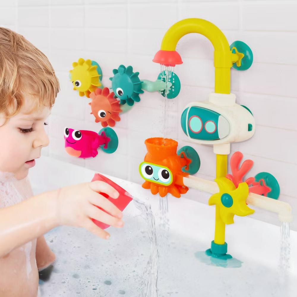 Bath Pump Toy & Drip Cups - Wonder-Full Waterworks: Kids Water-Spinning Squirting Toy, Fine Motor Skill Development - Image 2