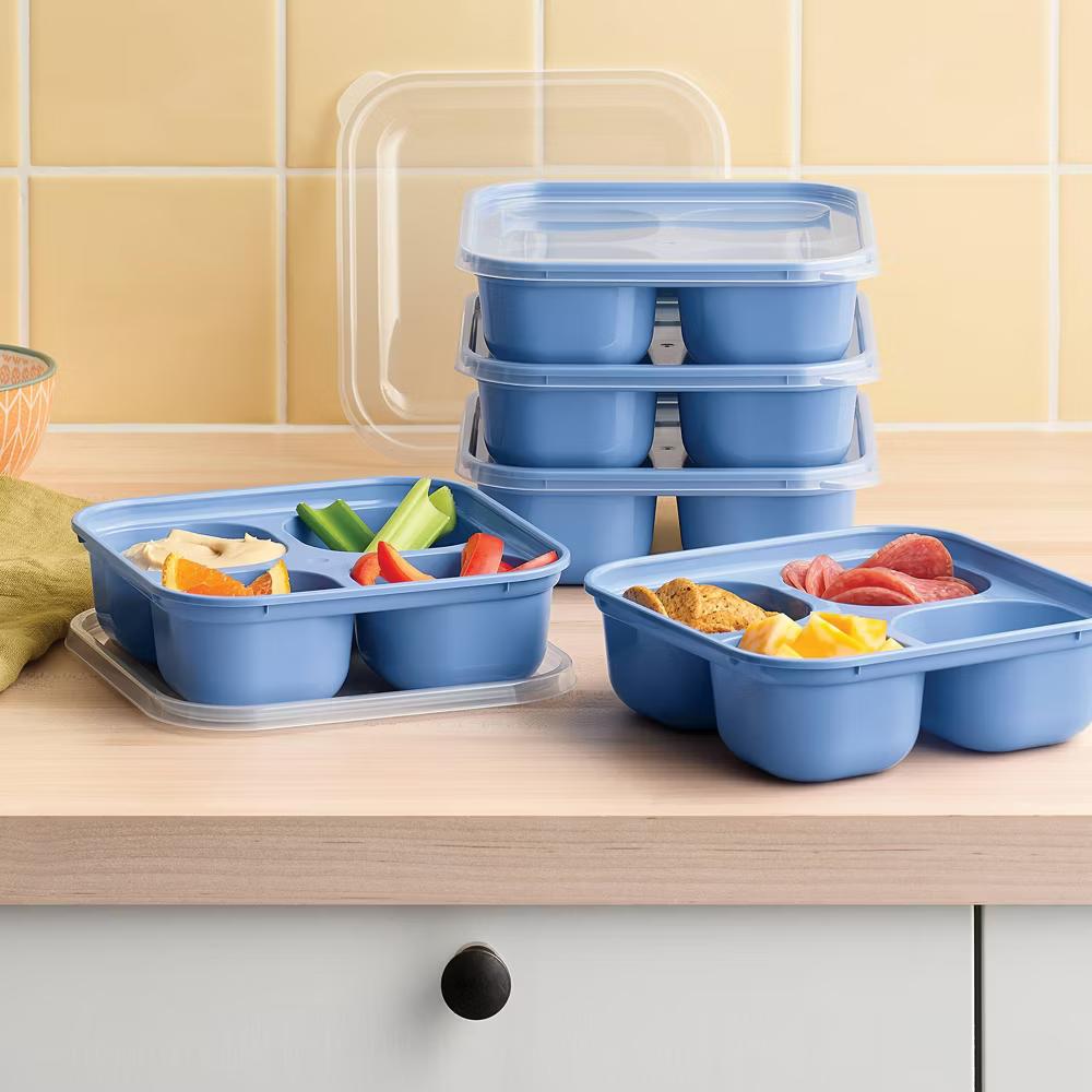 10pc (Set of 5) Plastic Divided Snack Food Storage Container Set - Image 7
