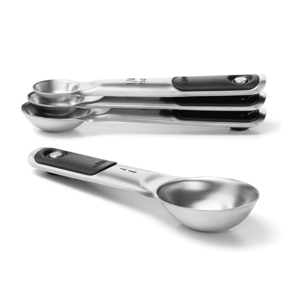 4pc Stainless Steel Magnetic Measuring Spoons Black: Nesting Design, Dishwasher-Safe, Includes Teaspoon & Tablespoon - Image 3