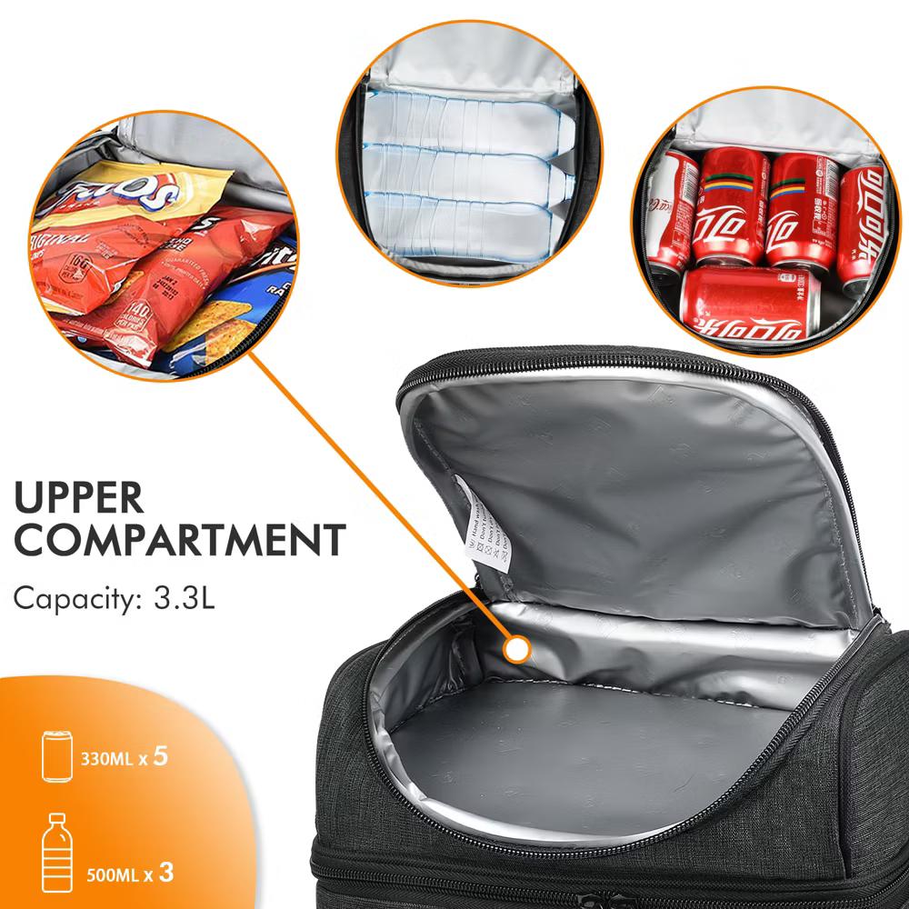 Dual Compartment Insulated Lunch Bag, Leakproof Lunch Tote with Front Pocket, Insulated Lunch Cooler Bag with Back Mesh Pocket - Image 16