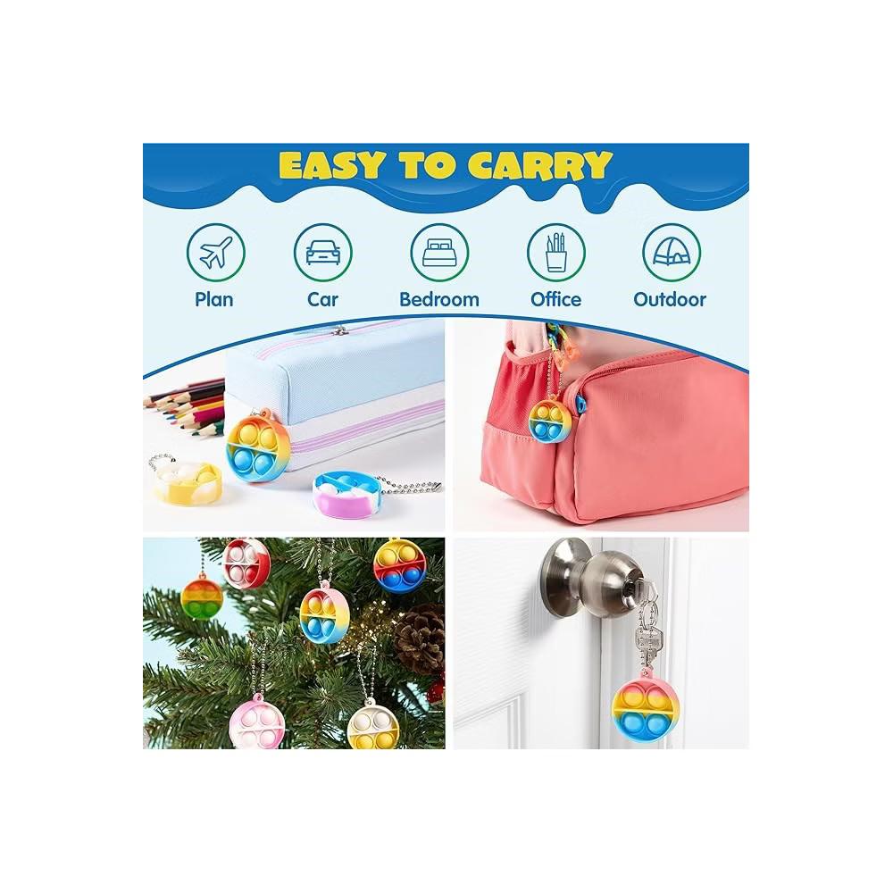 Pop Fidget Keychain Mini Fidget Toys Bulk 30 Pack Party Favors for Kids 4-8,8-12 Years Kids, Goodie Bag Stuffers Fidgets for Prizes Sensory Fidget Toy - Image 12