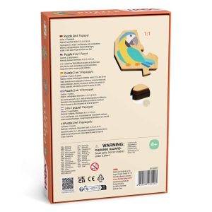 HABA Wooden Puzzle Parrot - 2 in 1 Reversible Puzzles for Kids Ages 4-6, Durable Educational Toys and Wooden Montessori Toys