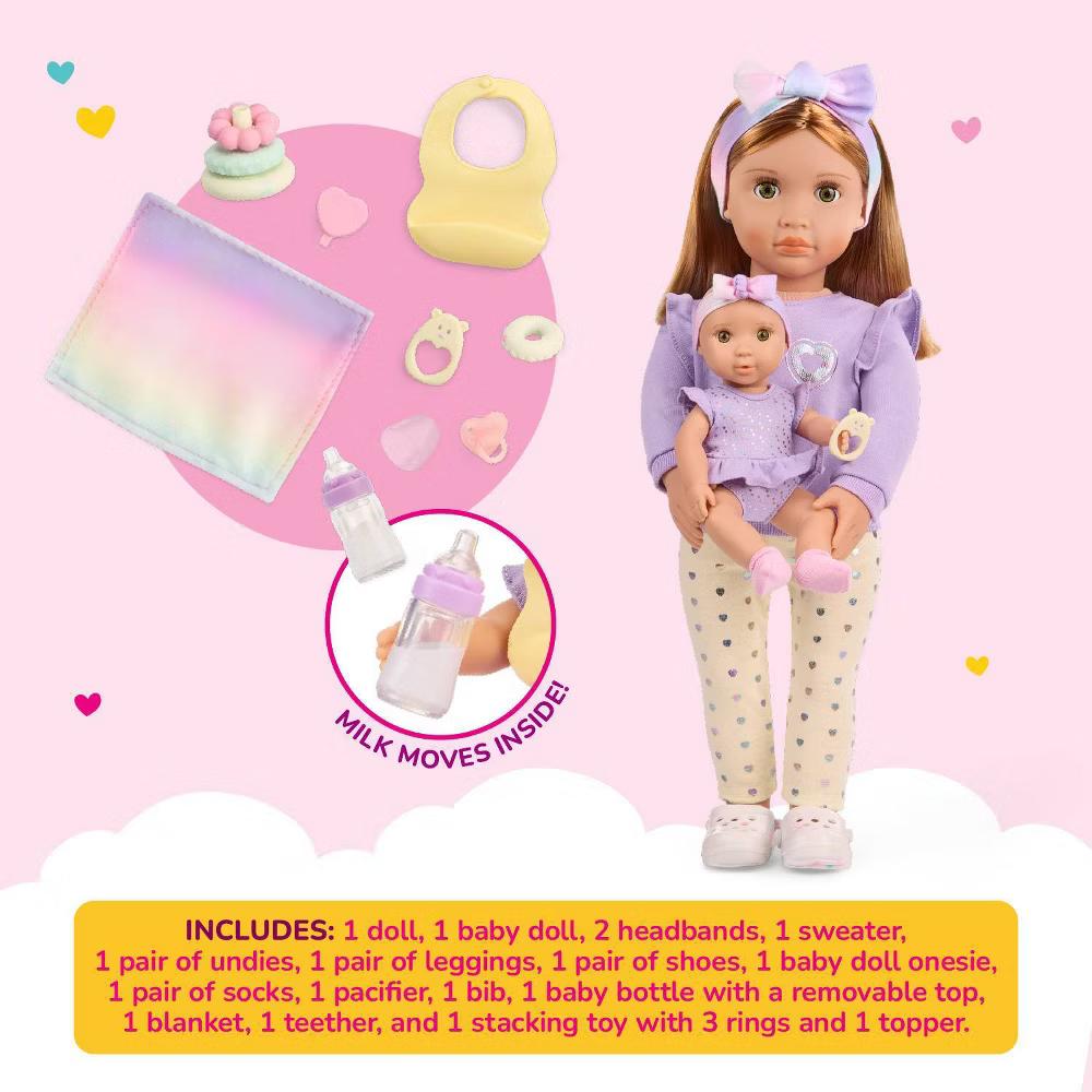 Tory & Riley 18" Babysitter Doll & Baby Doll Sister with Accessories Playset: Plastic & Polyester Doll Set - Image 7