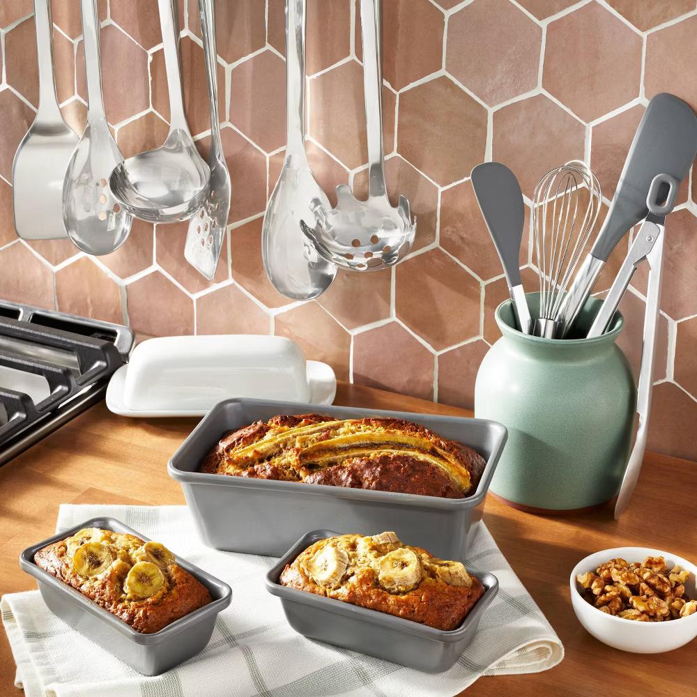 10pc Stainless Steel Kitchen Utensil Set Silver - Dishwasher-Safe Cooking Tools for Adults - Image 2