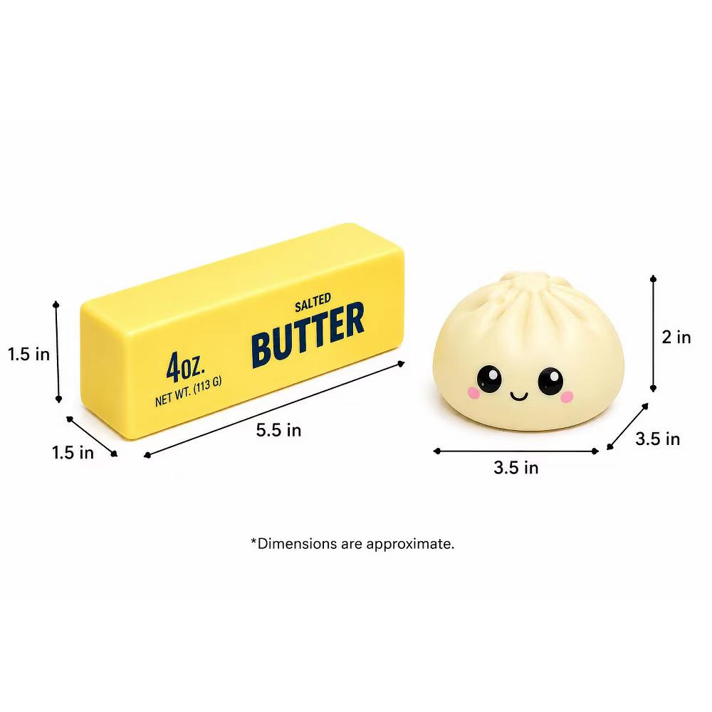 Link Butter & Mystery Dumpling Squishy Combo Toy Set Anxiety & Stress Relief - Makes a Great Gift