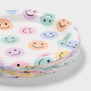 20ct Multicolor Smiles Snack Paper Plates - "