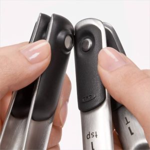 4pc Stainless Steel Magnetic Measuring Spoons Black: Nesting Design, Dishwasher-Safe, Includes Teaspoon & Tablespoon