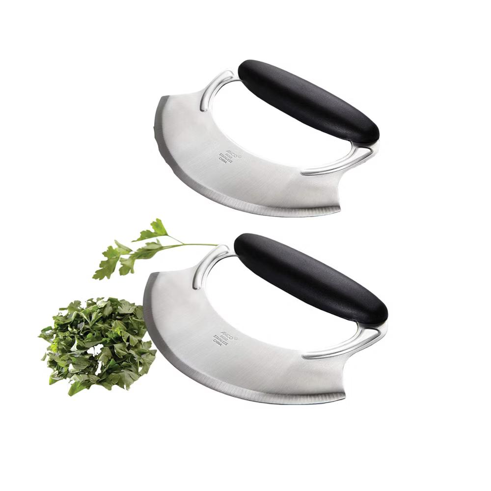 Amco Mezzaluna Herb Chopper with Silicone Handle & Stainless Steel Blade - 4.9" Dishwasher Safe Chopping Tool for Herbs, Vegetables & Garlic. - Image 9