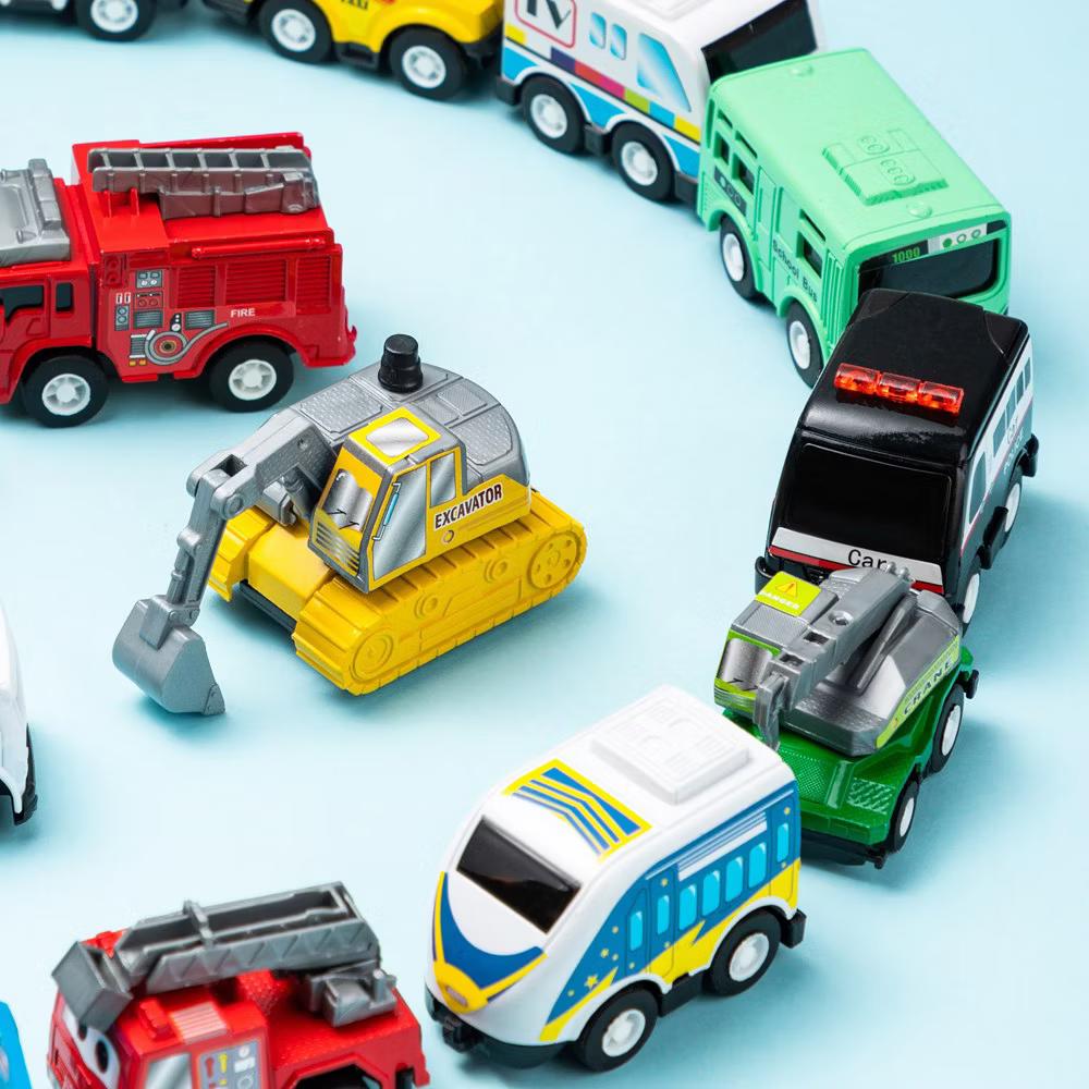 18 Pcs Friction Pull Back Play Car Vehicle Party Favors and Mini Excavator Toy Trucks Play Vehicles,Birthday Gifts for Boys Girls Ages 3 4 5 - Image 5