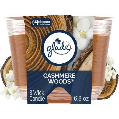 Glade 3 Wick Scented Candle in Glass Jar - Cashmere Woods - 6.8oz: Indoor Use, Jasmine, Sandalwood, Musk, 30-Hour Burn Time - Image 5