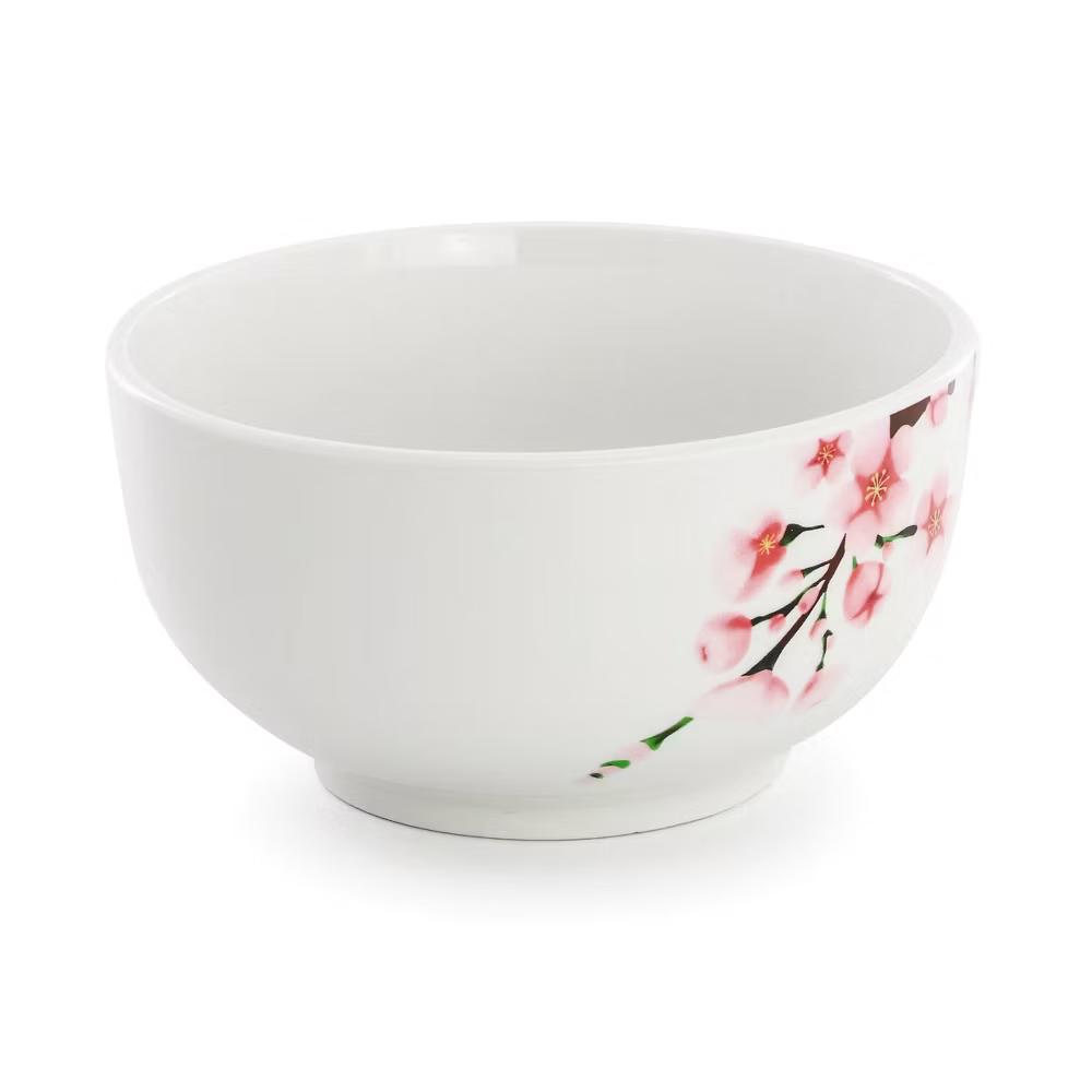 Tamara Cherry Blossom Porcelain Dinnerware Set in White and Pink - Image 5