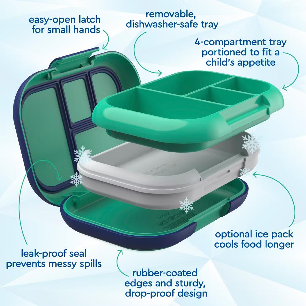 Kids' Chill Lunch Box, Bento-Style Solution, 4 Compartments & Removable Ice Pack - Image 36