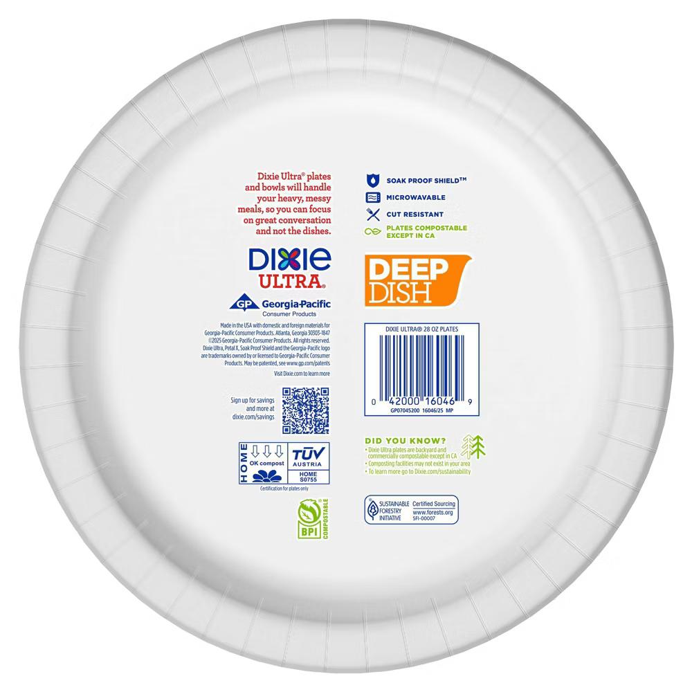 Ultra Deep Dish Disposable Paper Plates 9"- 28oz/40ct: Abstract Pattern - Image 8