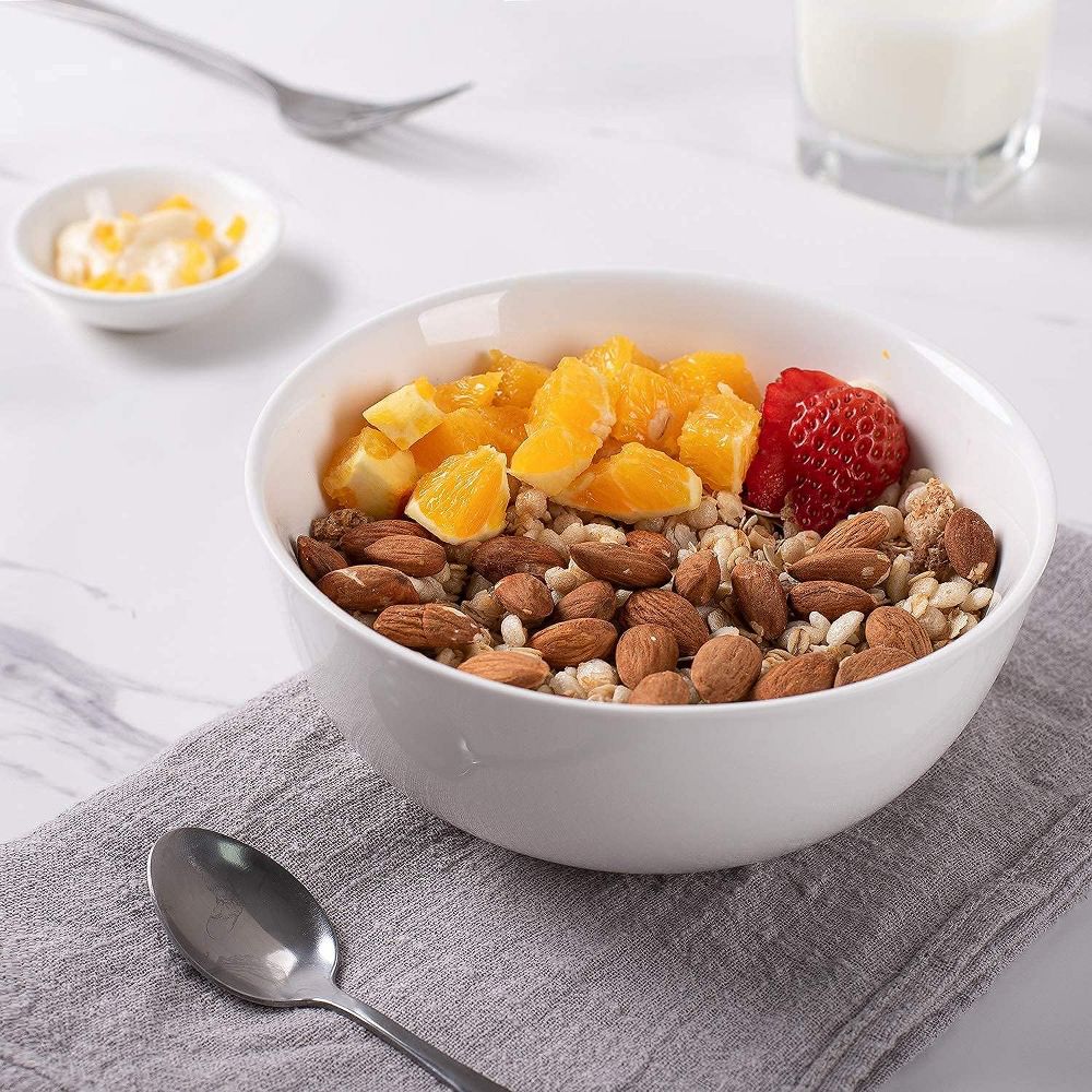 Etokfoks 6 Piece 22oz White Ceramic Soup Bowls 6in Stackable Dishwasher Microwave Safe for Cereal Salad Pasta Oatmeal Kitchen - Image 7