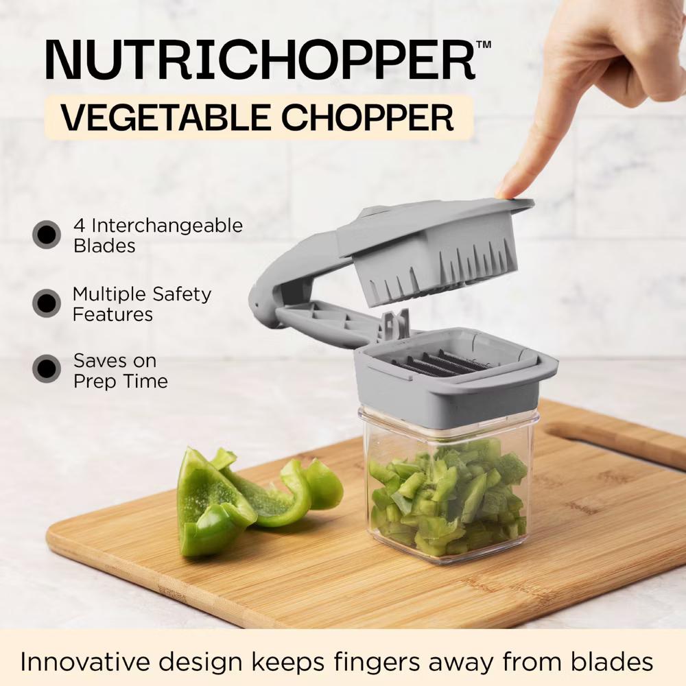 NutriChopper Handheld Vegetable and Fruit Chopper with 4 Stainless Steel Blades & Catch Container - Image 27