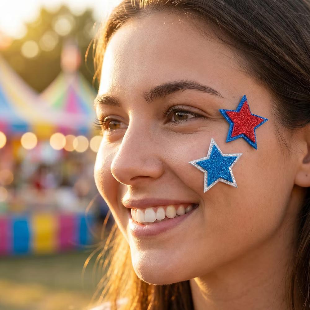 Red White and Blue Glitter Self-Adhesive Foam Star Stickers, Patriotic Stickers for 4th of July, Memorial Day (210pcs) - Image 6