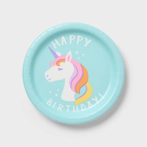 20ct Unicorn "Happy Birthday" Dinner Paper Plates