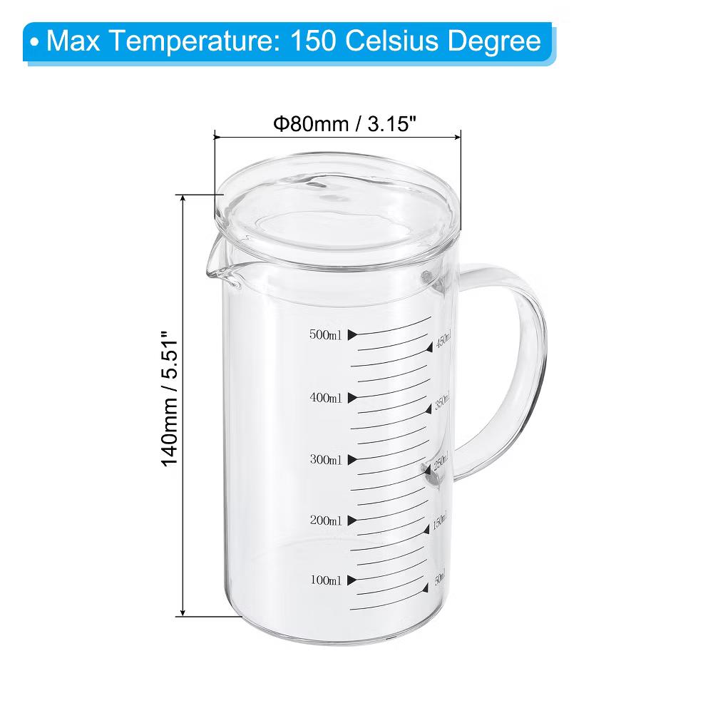 Borosilicate Glass Scale Measure Cups with Glass Lid and V-Shaped Spout - Image 14