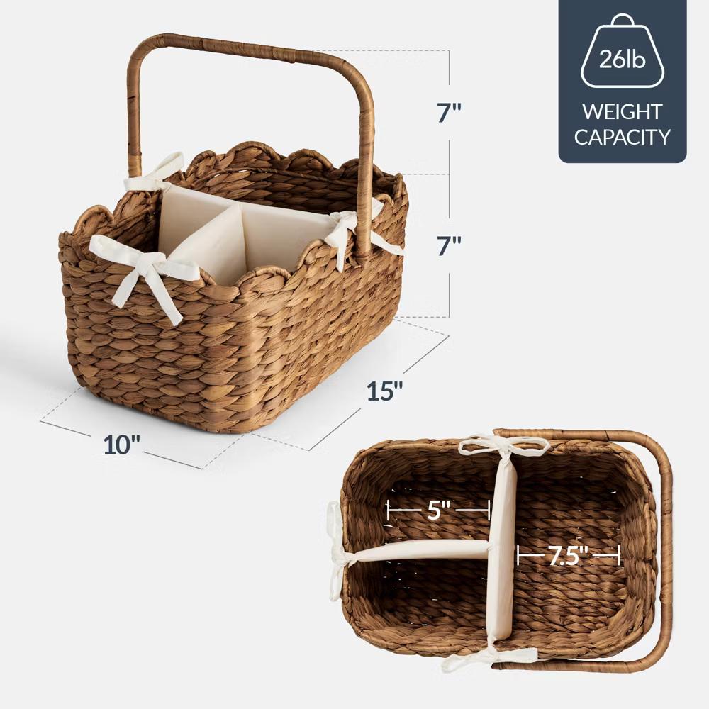 Diaper Caddy Organizer for Baby, Large Portable Nursery Organizer w/ Divider & Handles - Natural - Image 7