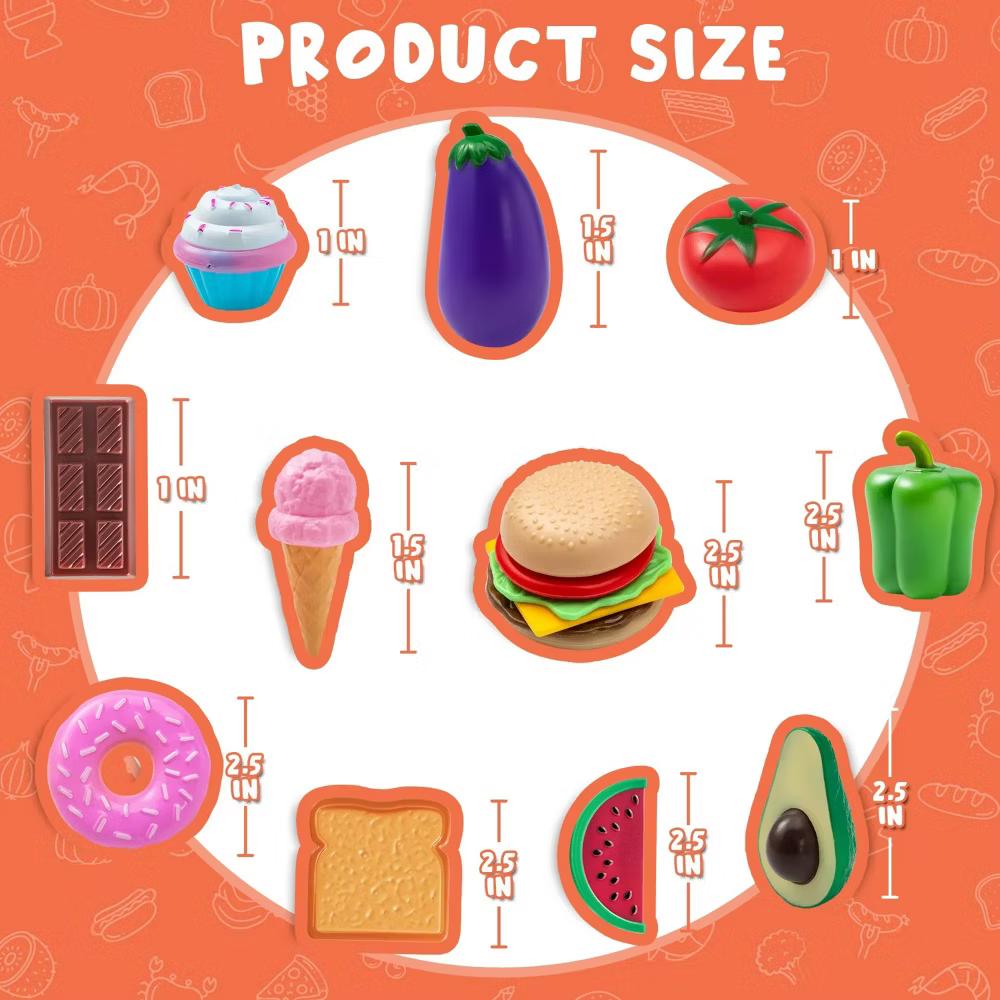 50Pcs Kids Play Food Toys, Learning Toy,Pretend Play Kitchen Toys, Dinnerware, Dummy Fruits, Vegetables, Easter Birthday Gifts for Kids Toddlers - Image 6