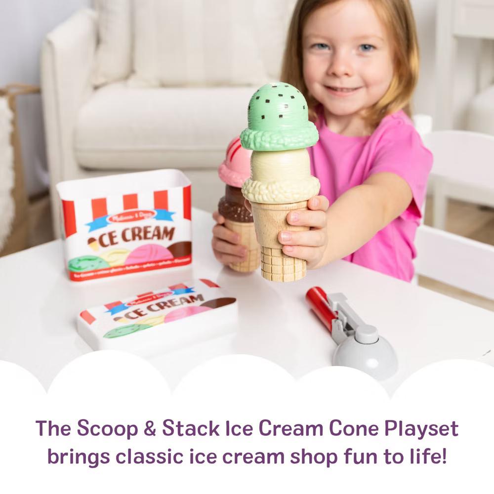 Scoop and Stack Ice Cream Cone Magnetic Pretend Play Set: Creative Thinking Toy Kitchen Accessories - Image 6