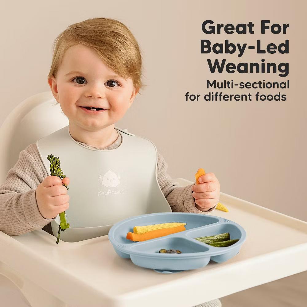 3-Pack Prep Suction Plates with Lids, 100% Silicone Baby Plates with Lid, BPA-Free Kids Divided Toddler Plates - Image 25