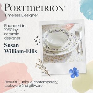 Portmeirion Sophie Conran Lavandula Cereal Bowl, White Porcelain Bowls for Soup, Rice, Salad, and Ramen, Microwave and Dishwasher Safe (7.5-in)