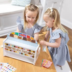 Wooden Chocolate Factory Pretend Play Set, Play Food Candy Maker for Boys and Girls: Creative Skills, Wooden Accessories