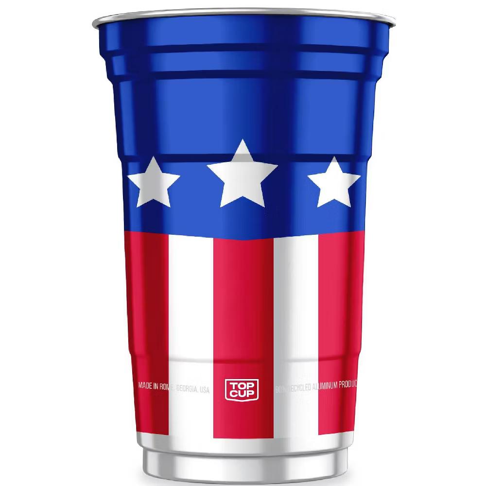 Top Cup Seasonal Aluminum Cups - 20oz/10ct: Aluminum, Brushed Silver Finish, Patterned Logo, 10 Count - Image 5