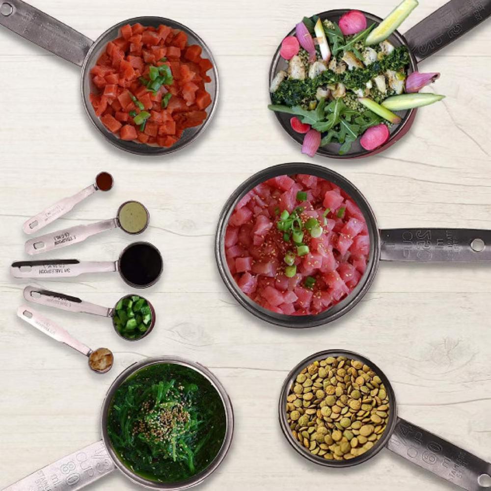 YBM Home 5-Piece Stainless Steel Stackable Measuring Cups, Measurement Dry or Liquid Ingredients, For Cooking & Baking