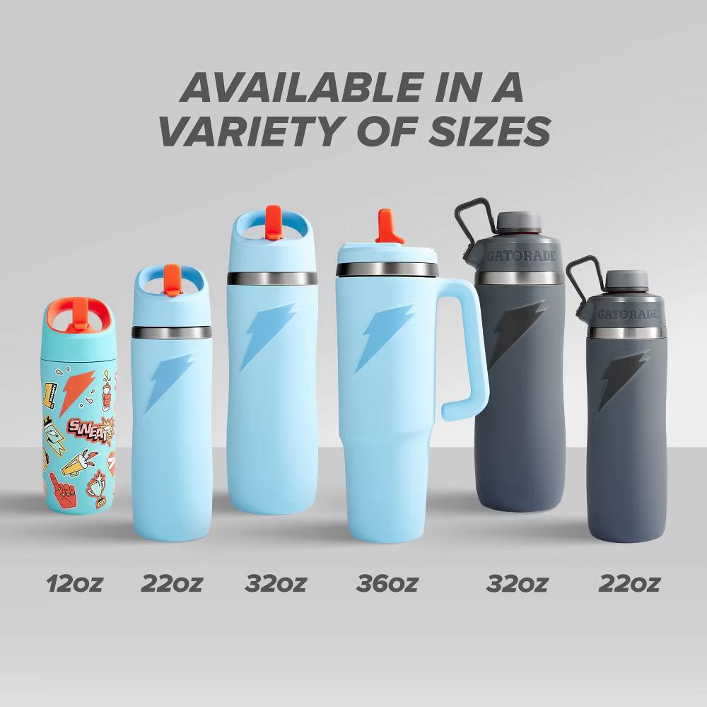 Gatorade 22oz Stainless Steel Water Bottle with Straw - Image 8