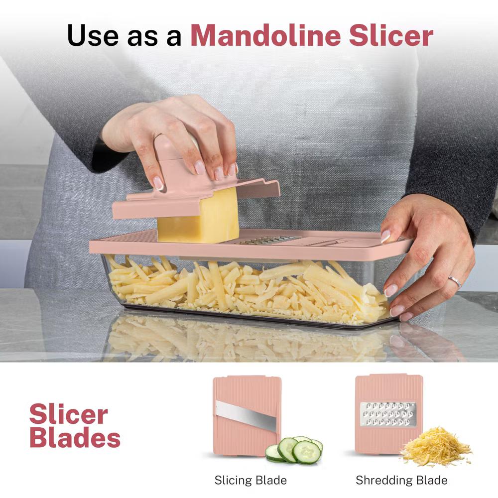 As Seen On TV NutriSlicer XL 7 Piece Vegetable Mandoline Slicer Chopper Dicer with Container & Blades - Image 16